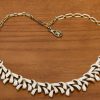 vintage silver and white enamel necklace