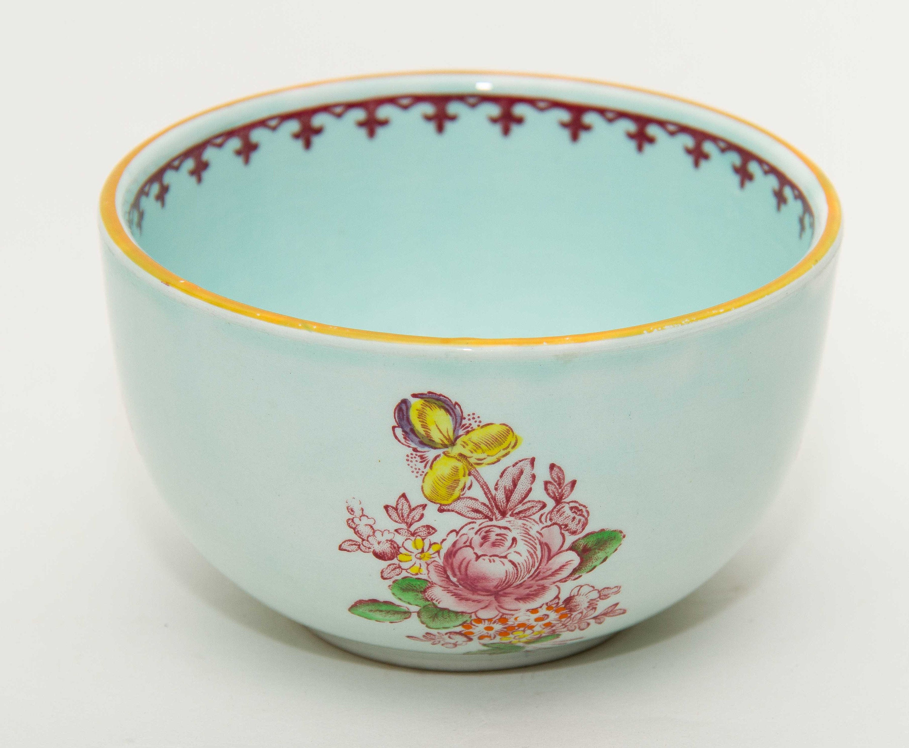 Adams Calyx Ware Micratex green pink Oriental flowers Vintage Adams crown mark English Ironstone sugar bowl dish pottery replacements