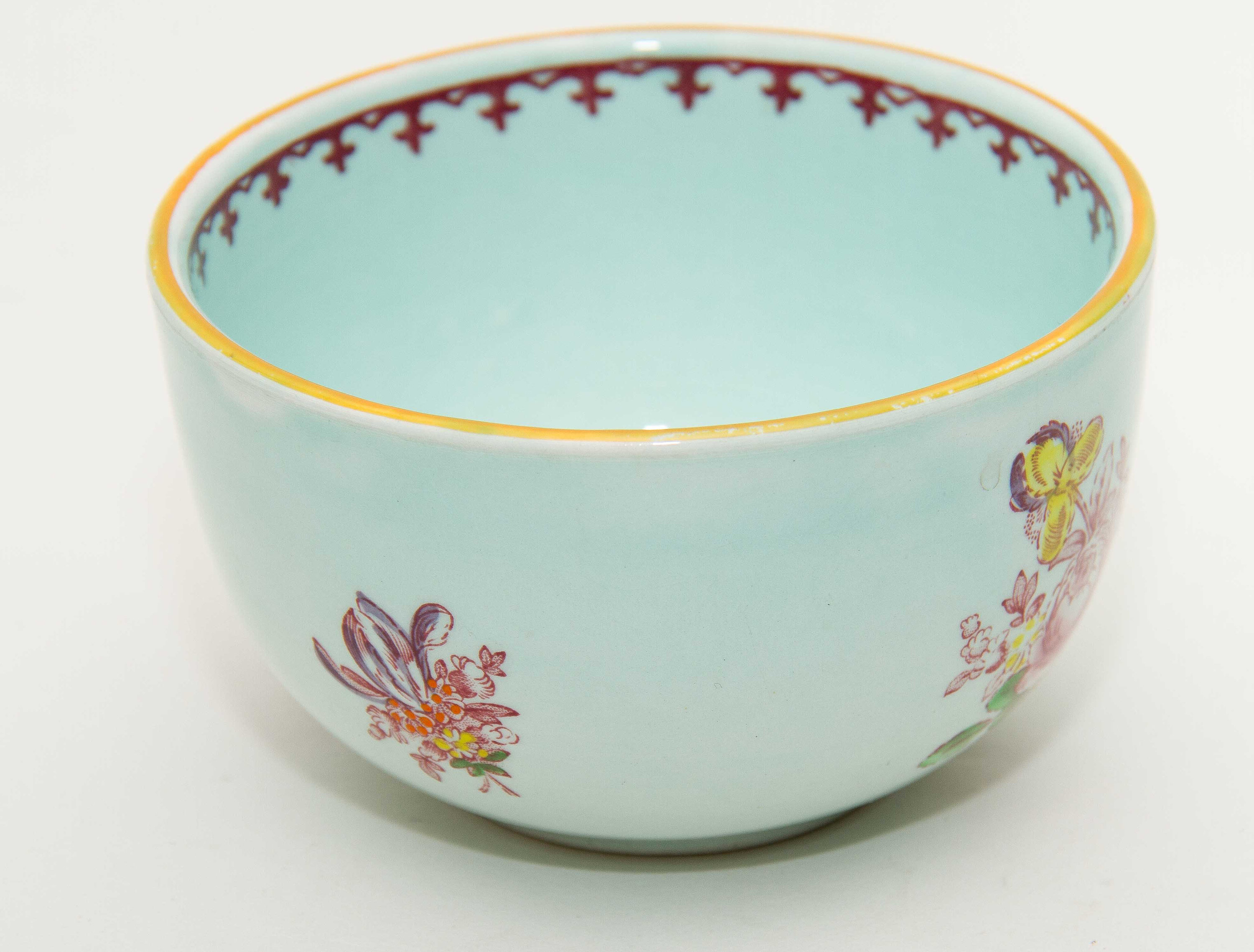 Adams Calyx Ware Micratex green pink Oriental flowers Vintage Adams crown mark English Ironstone sugar bowl dish pottery replacements