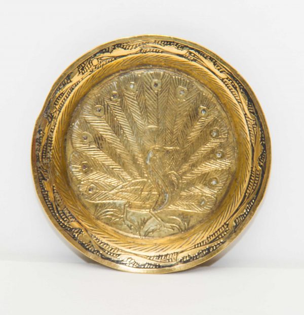 , Brass Peacock pattern dish small trinket tray decorative metalware