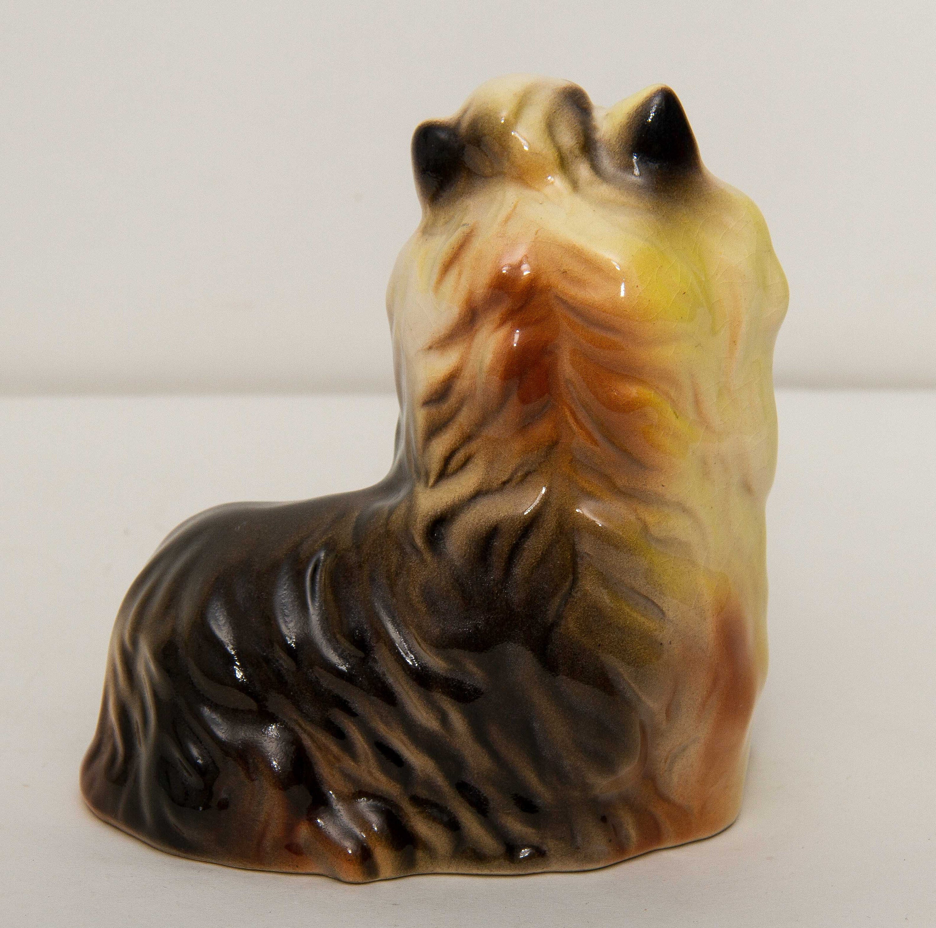 Cute Vintage Yorkshire Terrier Dog Pottery Figurine Ornament - Love Vintage