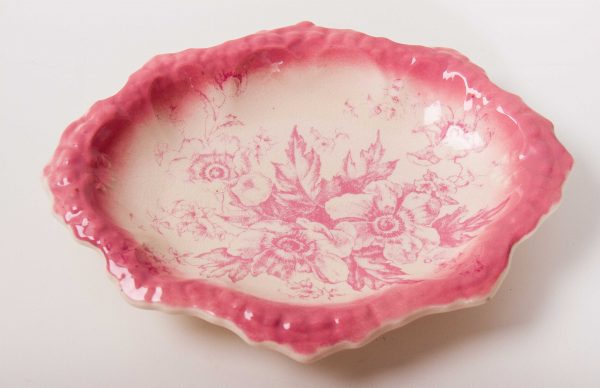 , Remi Collection pink cream oval serving dish bowl plate Made in England