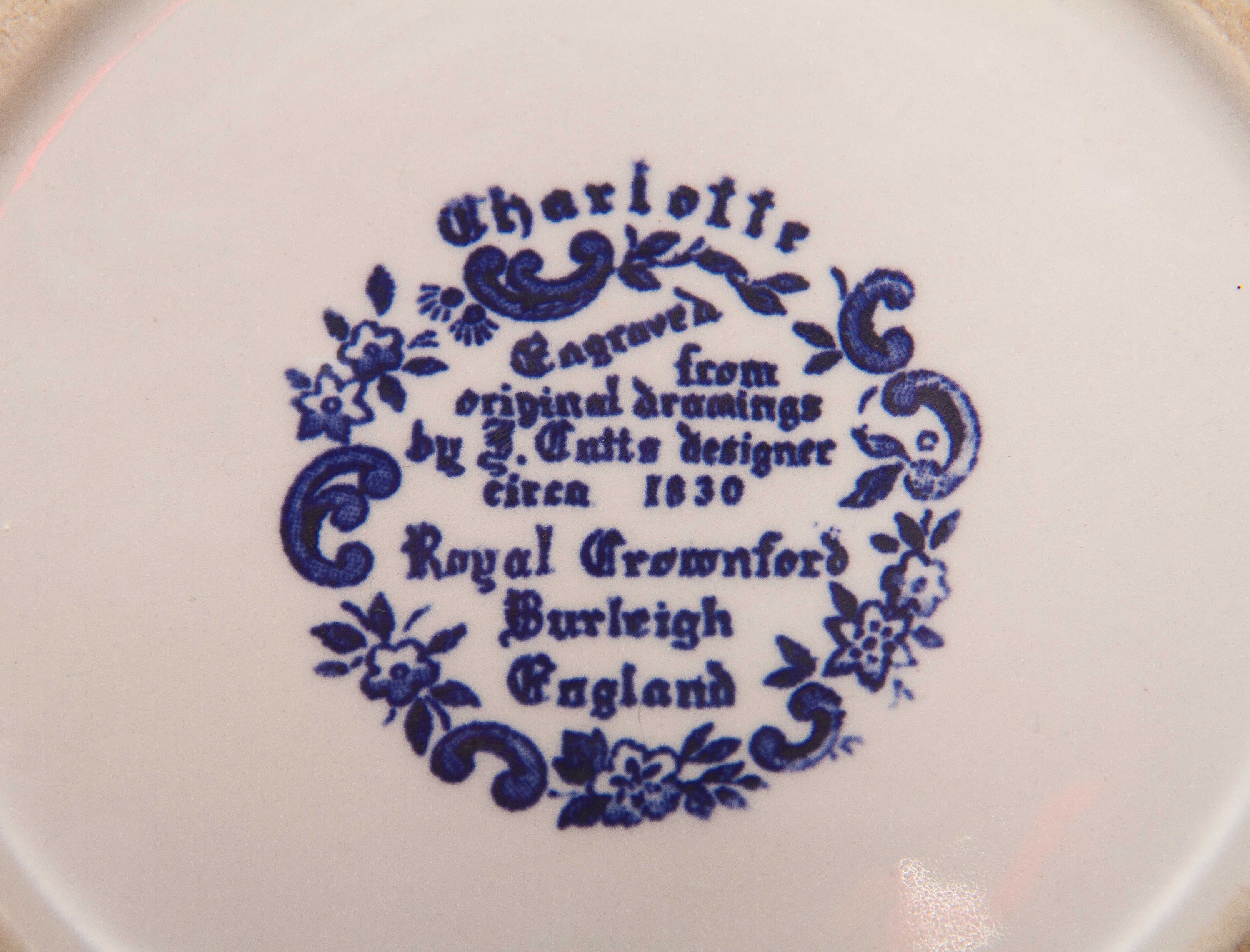 Royal Crownford Transfer Ware Bowl Blue and White Charlotte Burleigh England J Cutts pattern