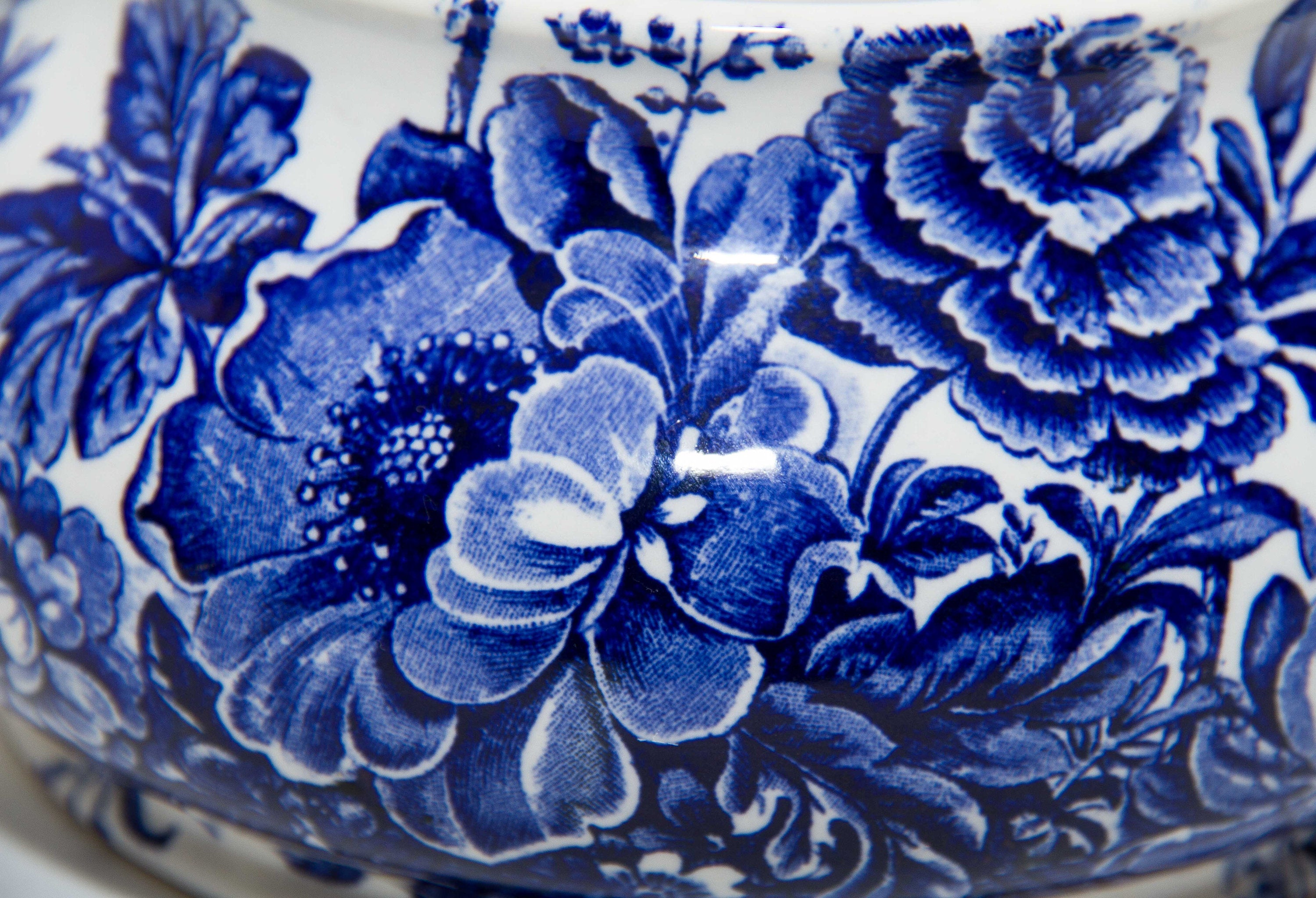 Royal Crownford Transfer Ware Bowl Blue and White Charlotte Burleigh England J Cutts pattern