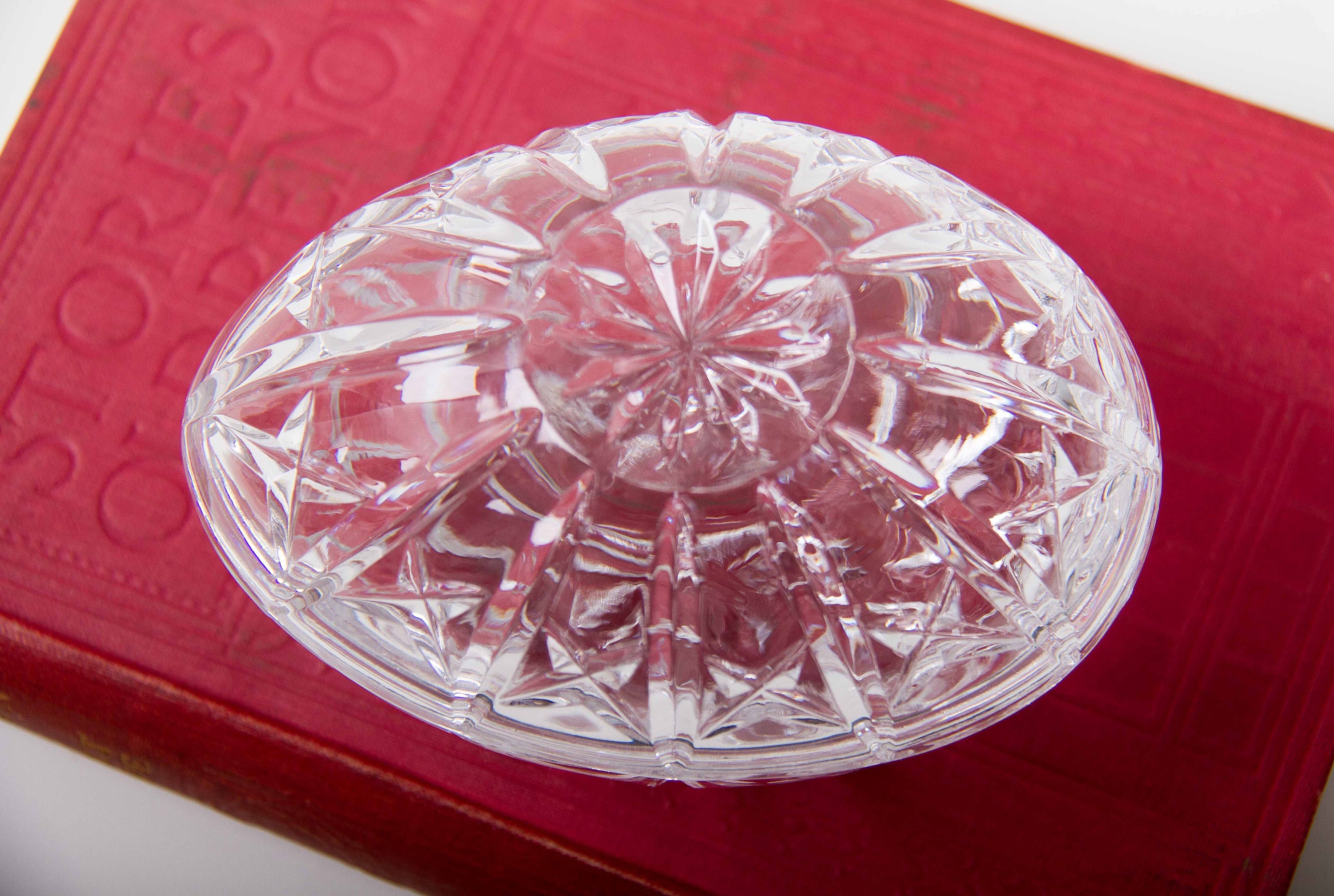 Vintage glass egg dish with lid 2 part trinket jewelry decorative glass