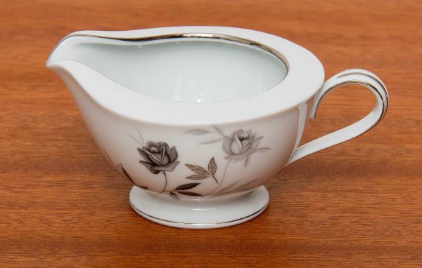Noritake Creamer milk jug, Vintage Noritake Creamer milk jug in the Rosamor pattern grey floral platinum edge trim pottery china replacement