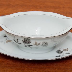 Vintage Devon Ware Floral Gravy Bowl With Attached Under Plate Made in England Replacement China Vintage Dinnerware