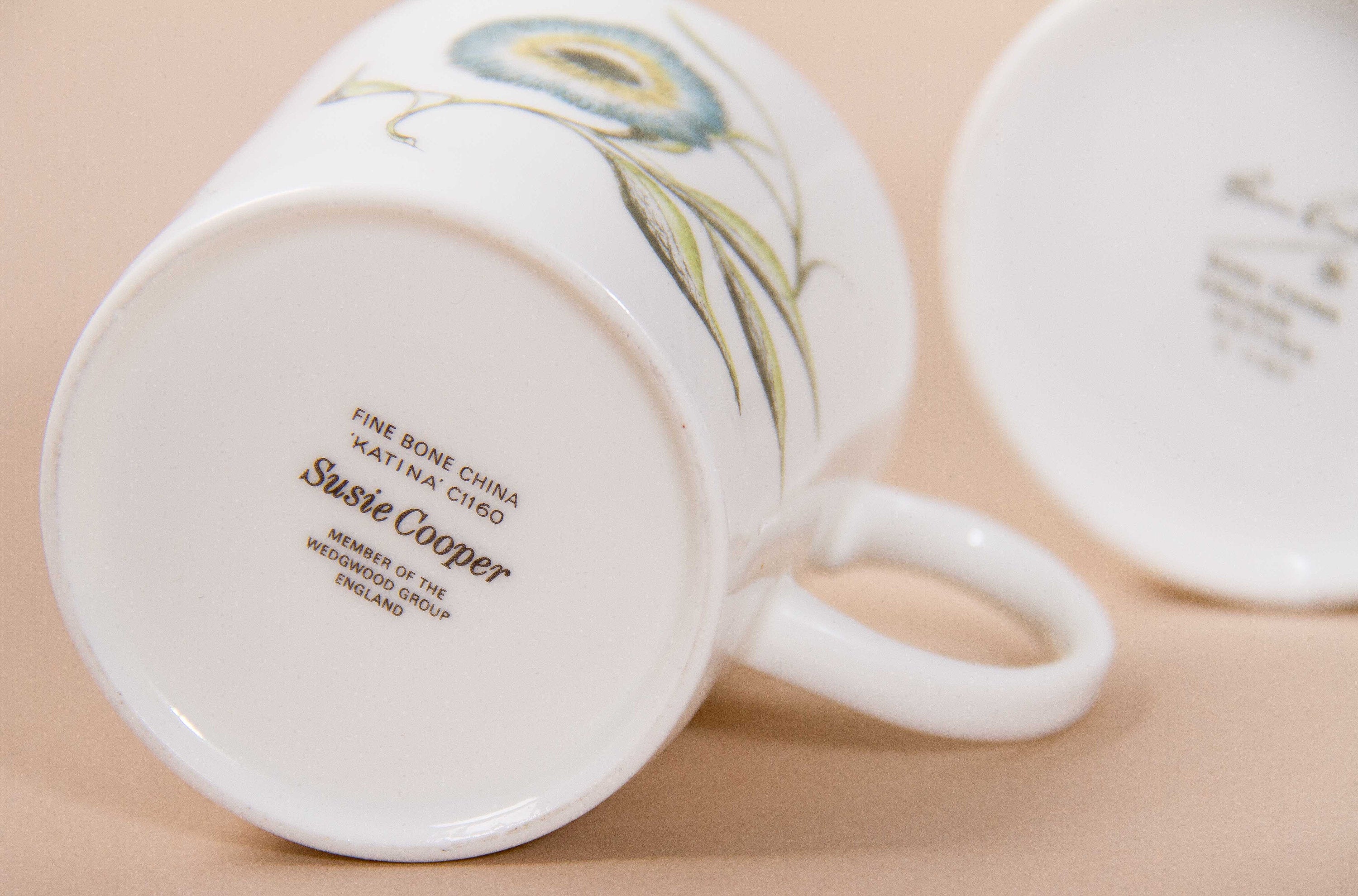 Vintage Susie Cooper, Signed, 1960s Katina Pattern, Wedgwood, Bone China, Tea Cup, Coffee cup, Demitasse, Espresso