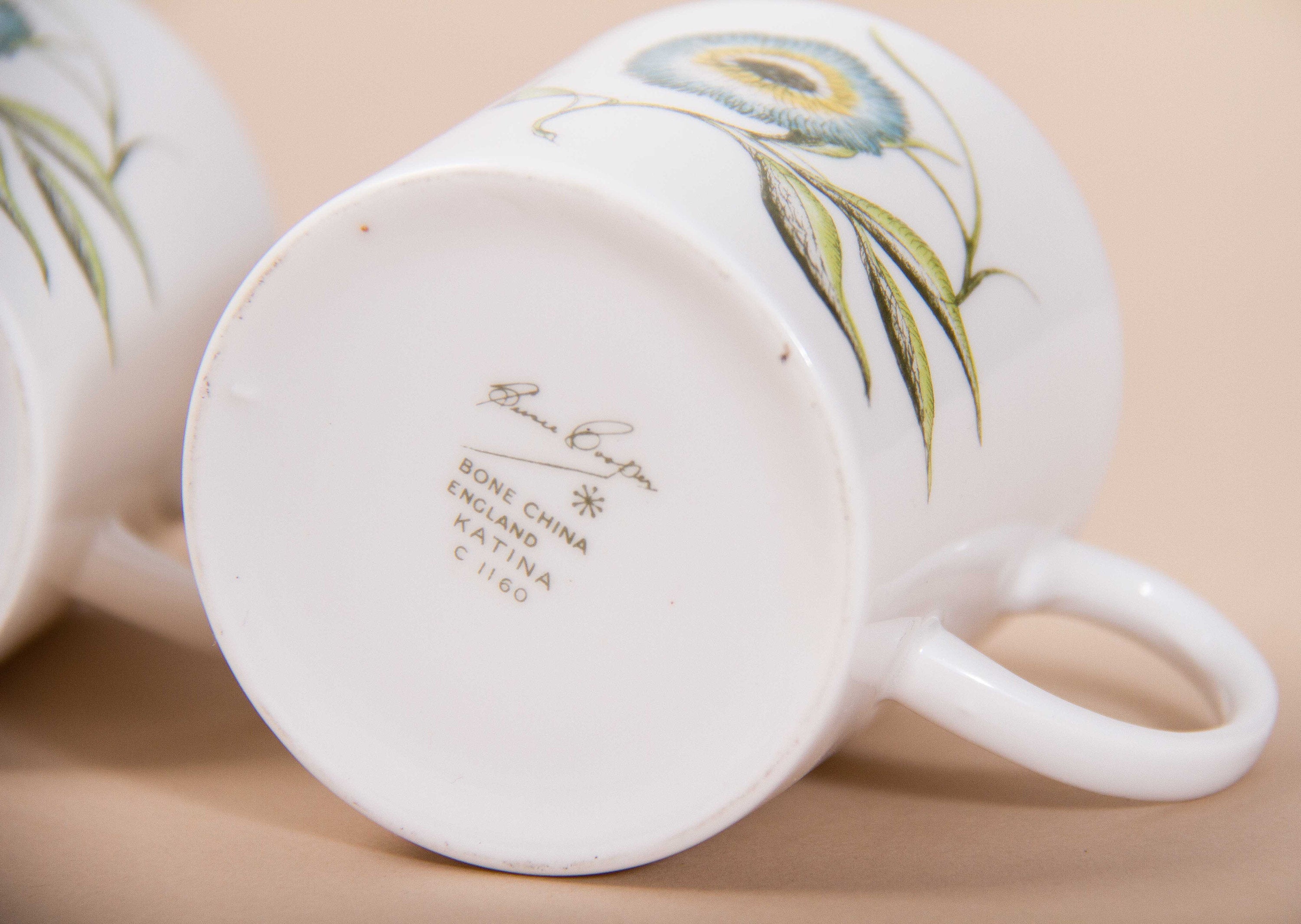 Vintage Susie Cooper, Signed, 1960s Katina Pattern, Wedgwood, Bone China, Tea Cup, Coffee cup, Demitasse, Espresso