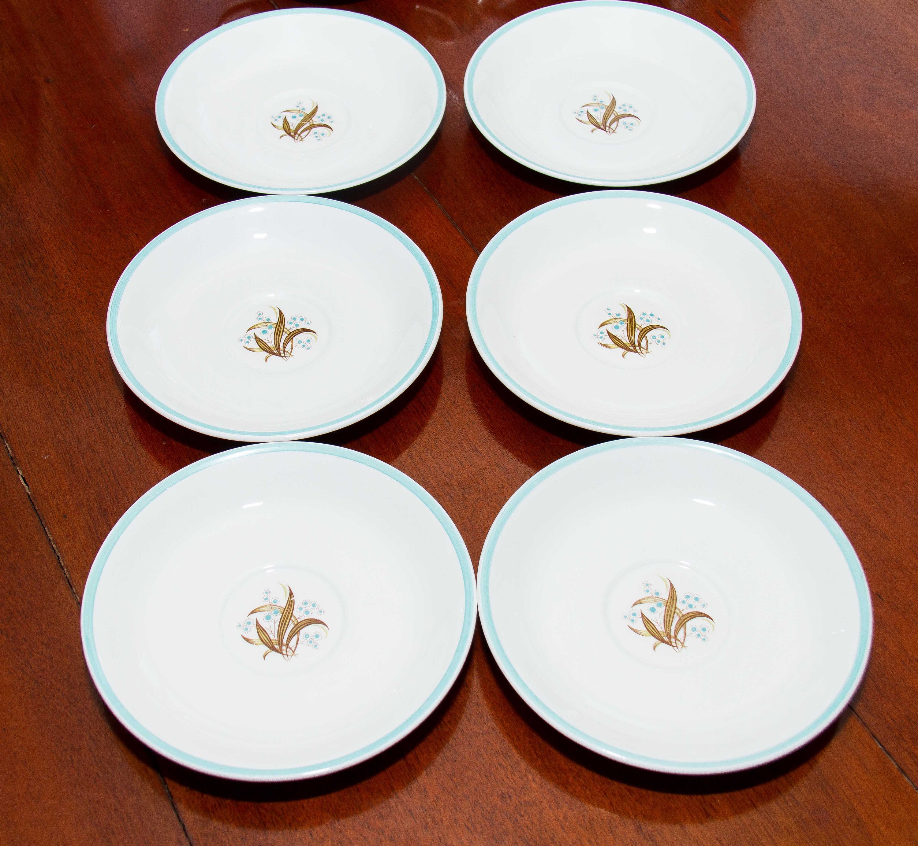 Royal Tunstall Staffordshire soup or desert bowls set of 6 with plates