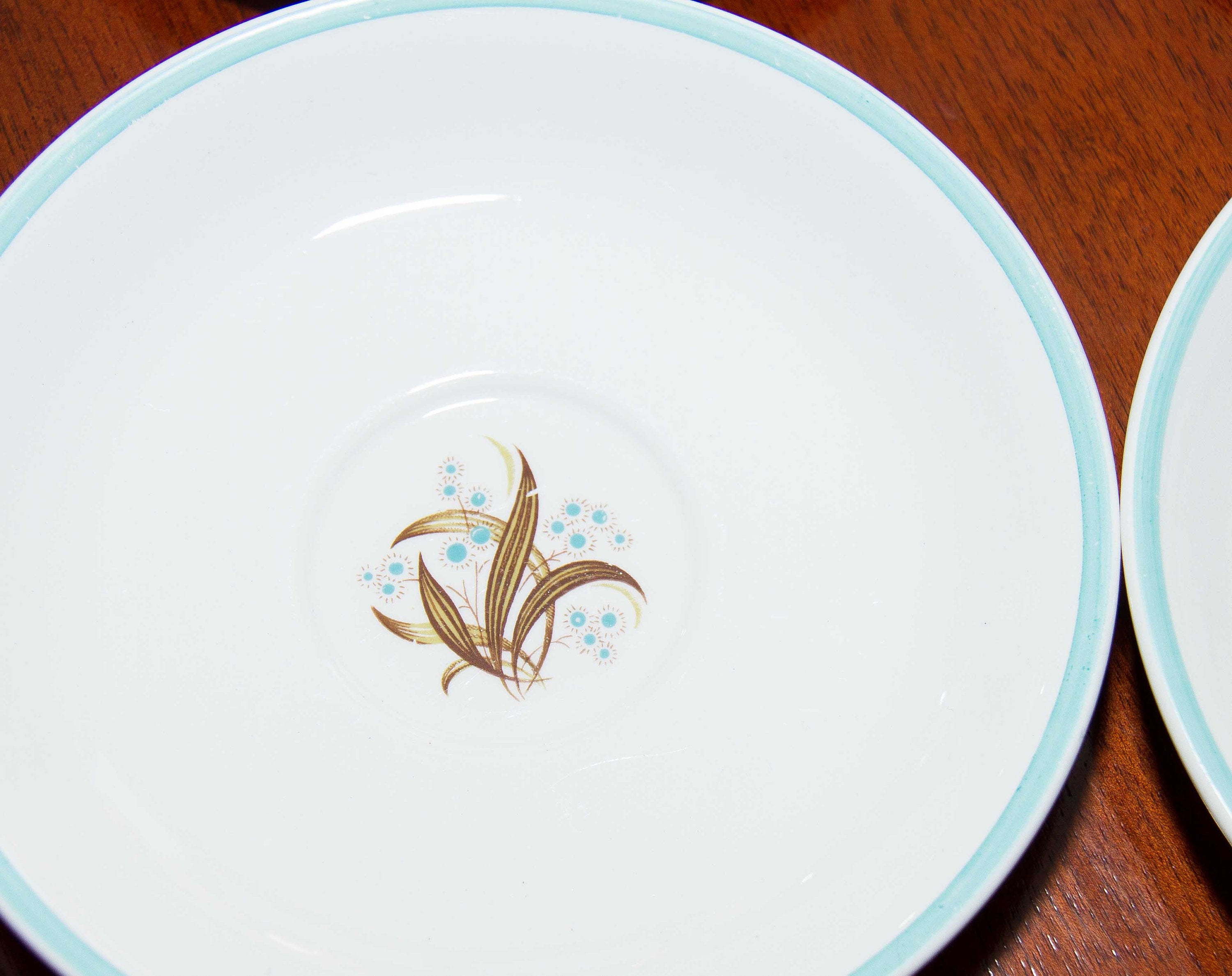 Royal Tunstall Staffordshire soup or desert bowls set of 6 with plates