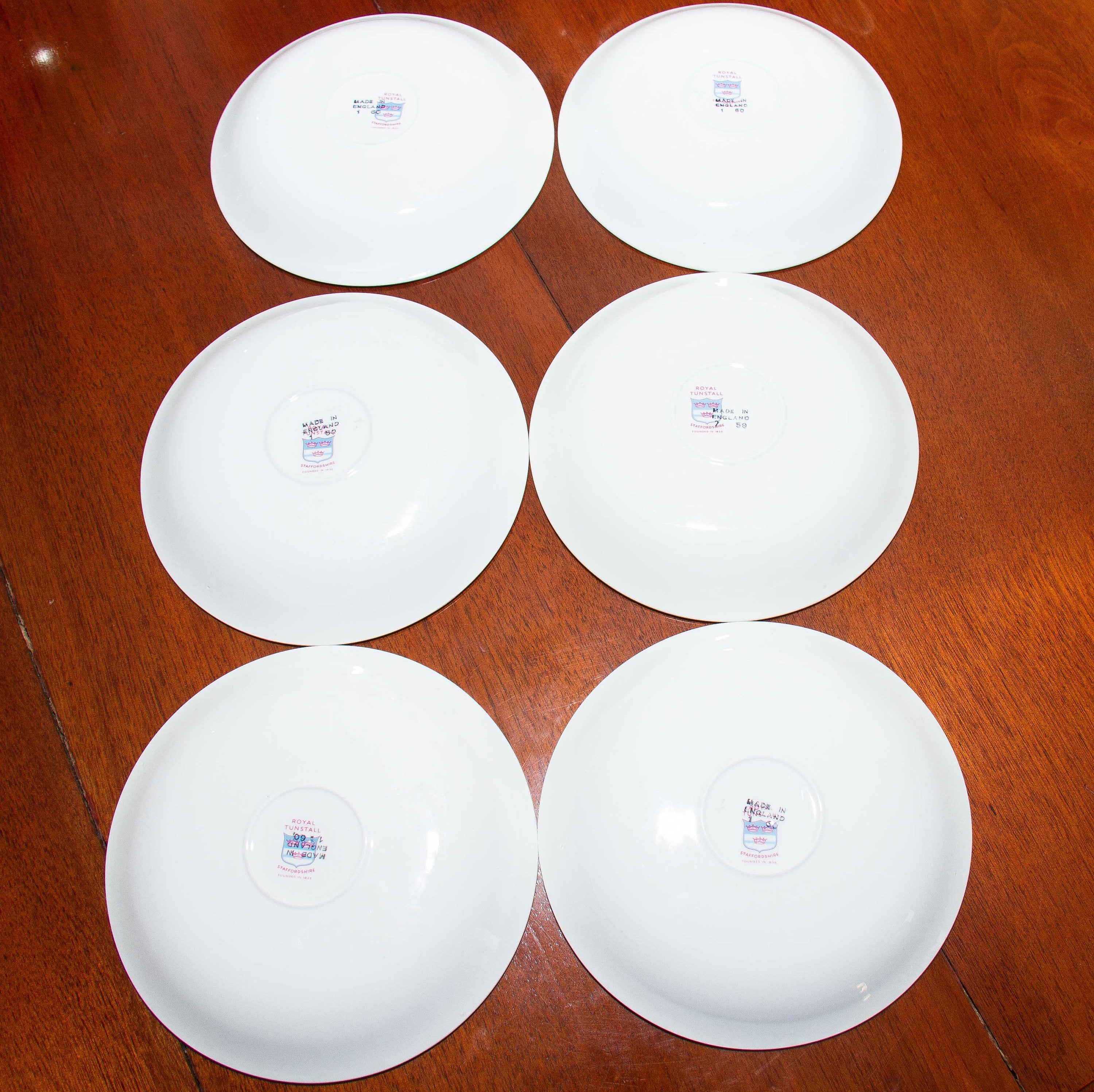 Royal Tunstall Staffordshire soup or desert bowls set of 6 with plates