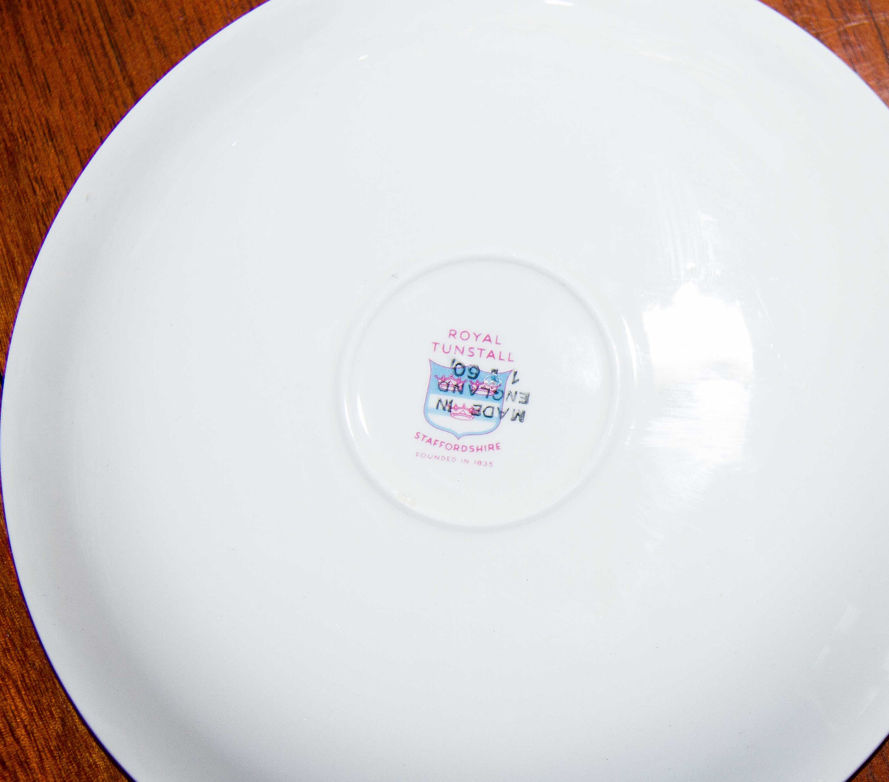 Royal Tunstall Staffordshire soup or desert bowls set of 6 with plates