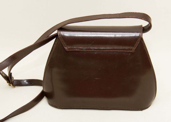 Moda Pelle vintage brown leather shoulder bag gold clasp Made in Italy ...