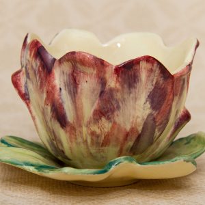 Vintage Shorter & Sons English Staffordshire Hand Painted Flower Shape Dish