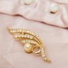 18 Carat gold plated vintage brooch in the shape of a leaf