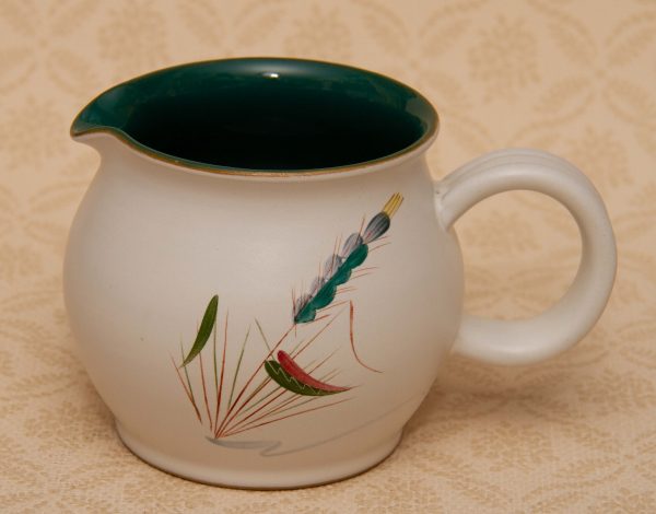 Denby Greenwheat Jug Signed A Colledge, Denby Greenwheat Jug Signed Albert Colledge Hand Painted English Stoneware Vintage Pottery