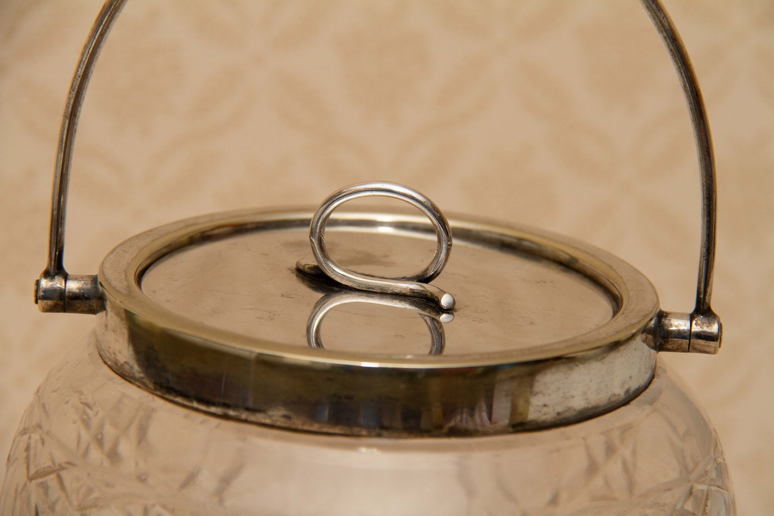 Antique William Hutton and Sons Silver plate Cut Glass Biscuit Barrel WH&S