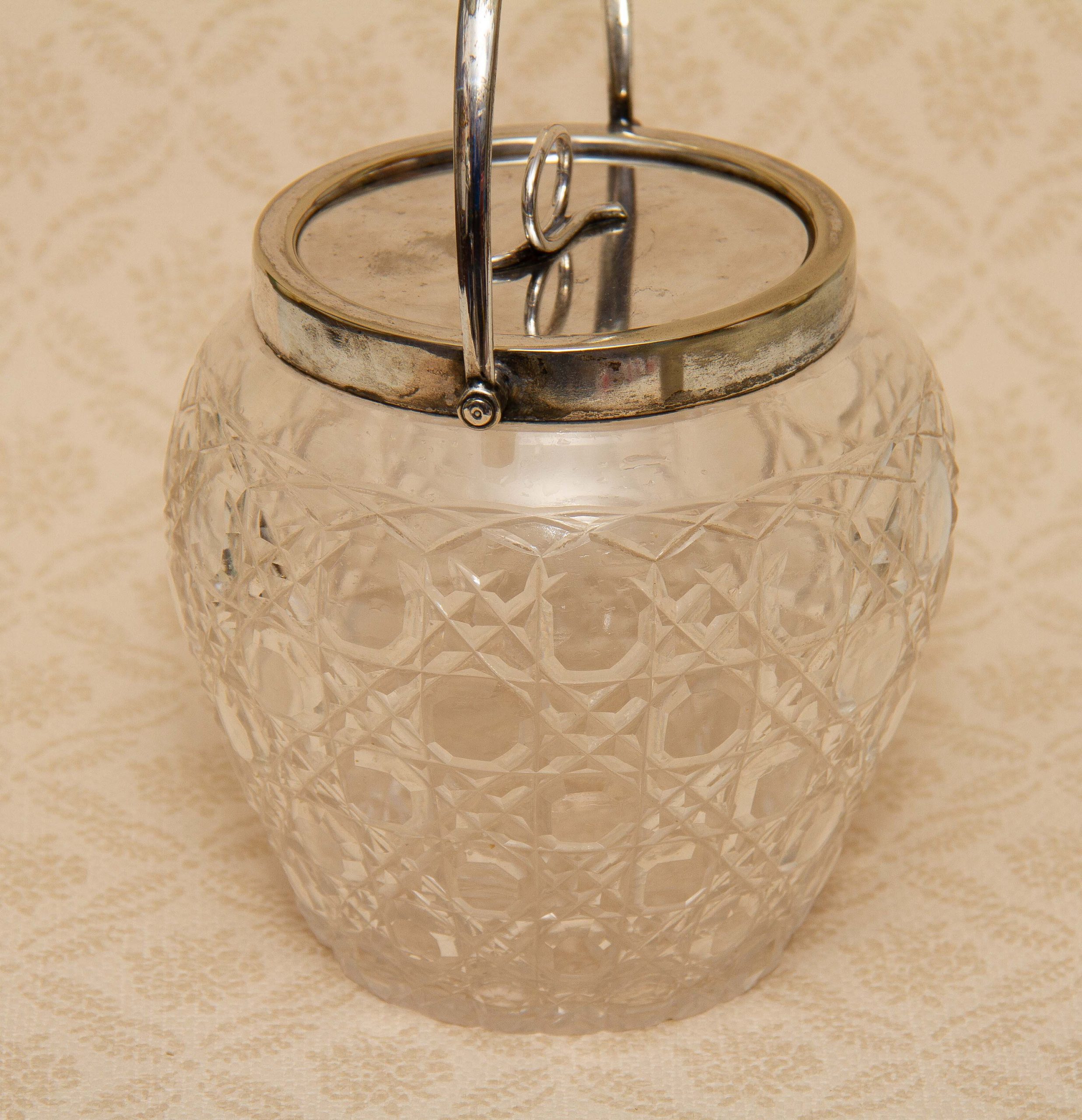 Antique William Hutton and Sons Silver plate Cut Glass Biscuit Barrel WH&S