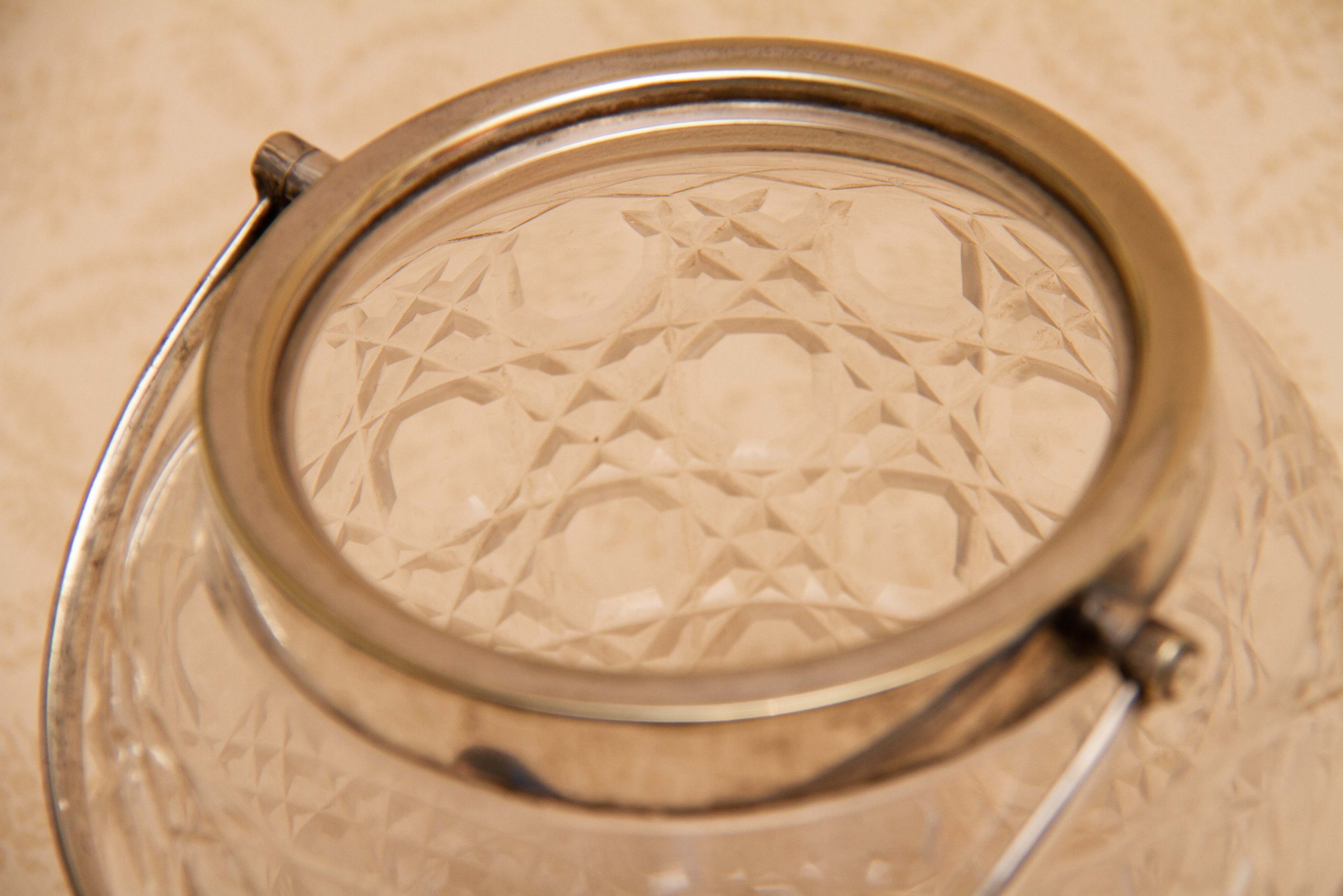 Antique William Hutton and Sons Silver plate Cut Glass Biscuit Barrel WH&S