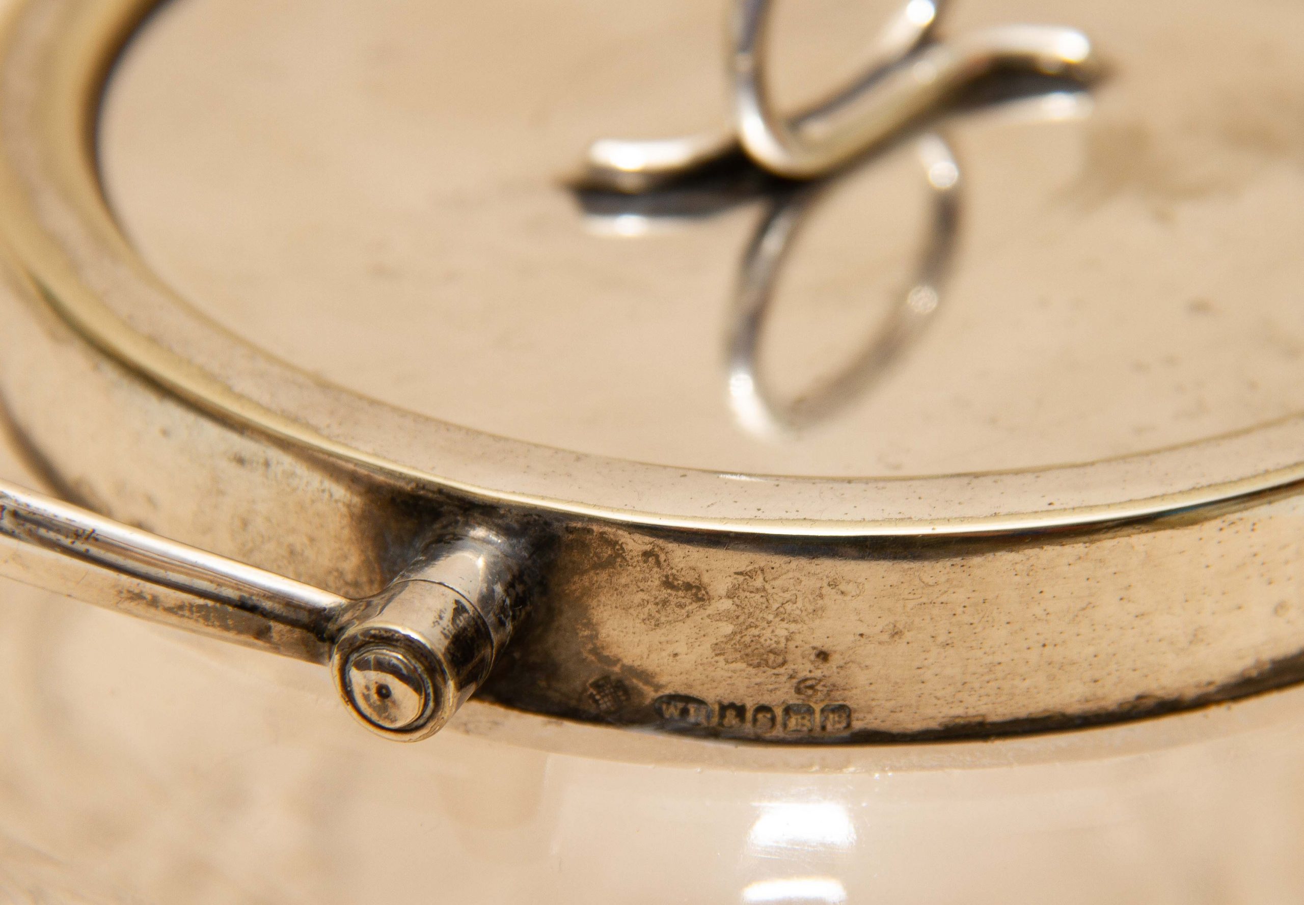 Antique William Hutton and Sons Silver plate Cut Glass Biscuit Barrel WH&S