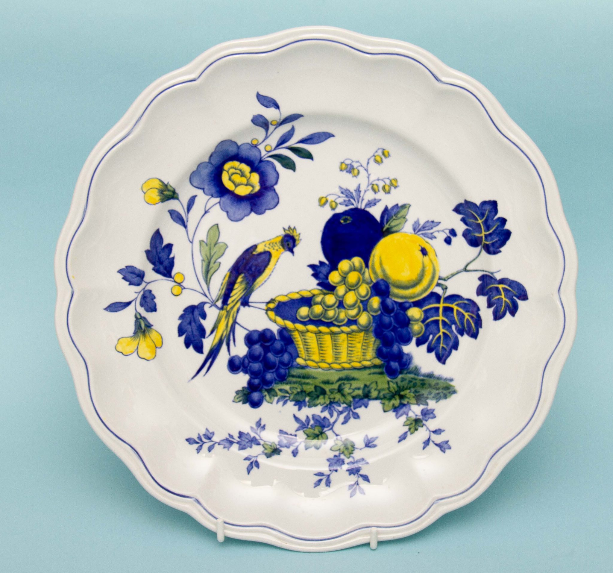 Copeland Spode Blue Bird S 3274 Large Plate Blue, Yellow Bird and Fruit