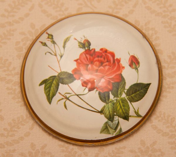 Glass Dome Paperweight Kitsch Red Rose, Vintage Glass Dome Paperweight Kitsch Red Rose Design