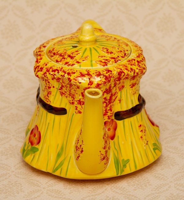 Large Yellow Novelty Hay Bale Vintage Teapot Collectable Made in