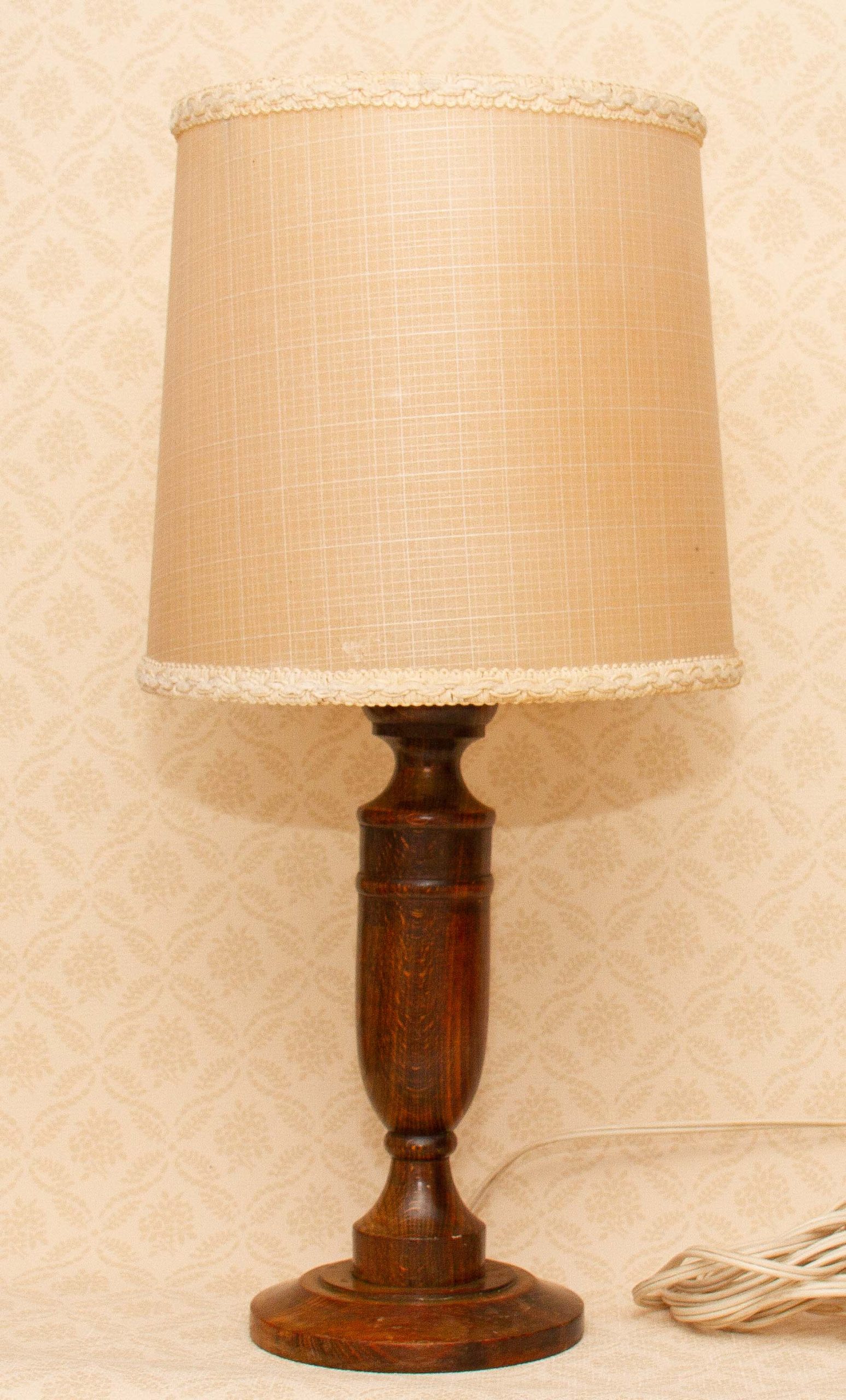 Vintage Turned Wood Table Lamp Shade, Vintage Wooden Table Lamp Shade