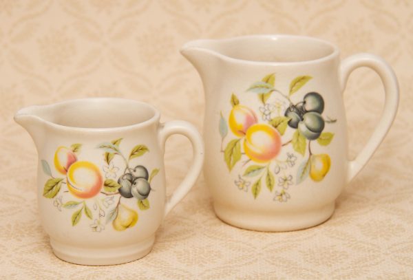 Sylvac Ware jugs, Sylvac Ware Pair of Jugs Fruit Pattern Vintage Pottery