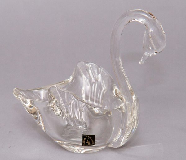 Langham Glass Swan, Langham Glass House England Hand Made Clear Glass Swan