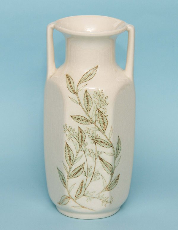 Kingston Pottery Hull Vintage Vase, Kingston Pottery Hull Vintage Vase Green Leaf Pattern