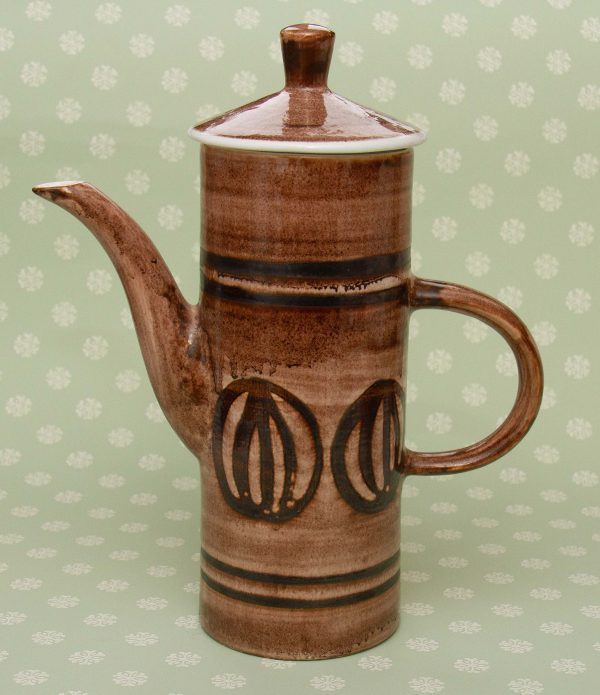 Cinque Ports coffee pot, Mid Century Tall Coffee Pot Cinque Ports Pottery At The Monastery Rye Hand Painted Studio Pottery
