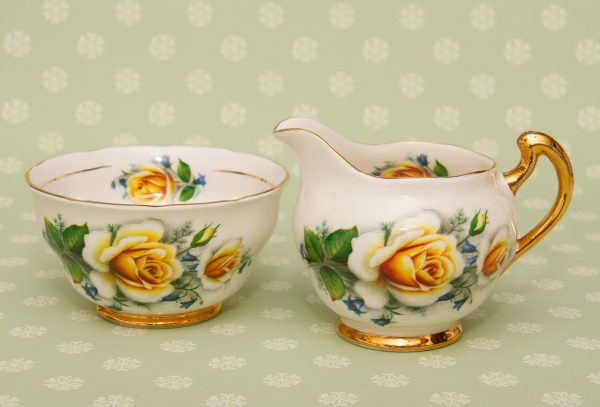 Royal Imperial Yellow Rose, Royal Imperial Yellow Rose Bone China Creamer/Milk Jug and Sugar Bowl Set