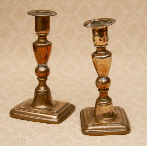 Pair of vintage brass candlesticks, Pair of Distressed Vintage Brass Candlesticks Dinner/Taper Candle Holders