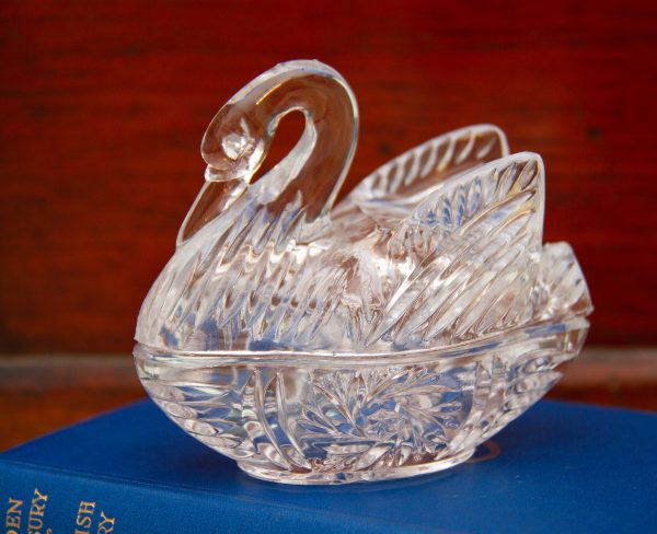 Glass Swan salt trinket dish, Swan Shape Covered Clear Glass Salt Cellar &#8211; Dip Dish &#8211; Trinket Dish