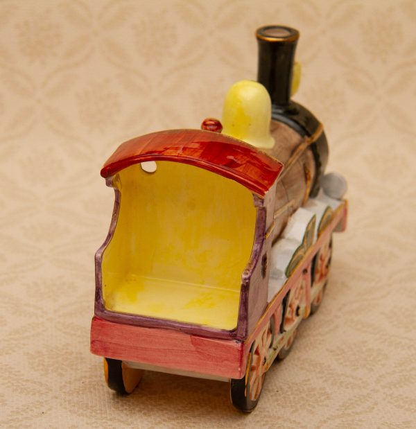 Y N Pottery Hand Painted Steam Train, Locomotive - Love Vintage