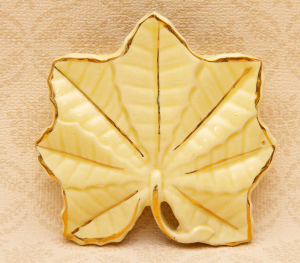 Yellow Maple Leaf Wall Vase, Yellow &#038; Gold Maple Leaf Wall Vase, Pottery Planter
