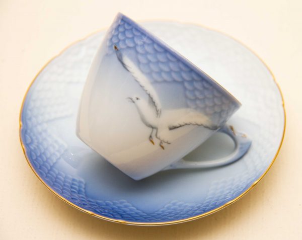 Danish porcelain seagull demitasse cup, Bing &#038; Grondahl B&#038;G COPENHAGEN Porcelain Blue Seagull Demitasse Cup &#038; Saucer Denmark