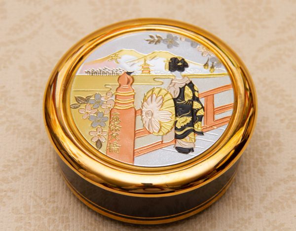 Japanese chokin trinket pot, Vintage Chokin Japanese 24k Gold Edged Jewellery Trinket Pot