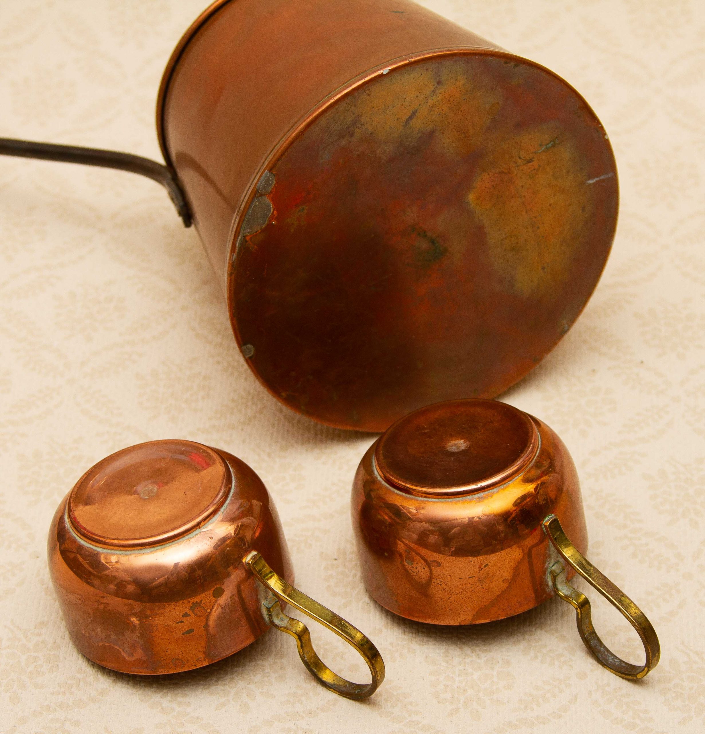 Copper Cider Jug and Two Copper Cups, Measuring Jug With Long Handle