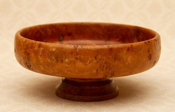 Burr Elm wood bowl, Burr Elm Turned Wood Bowl, Footed Pedestal Dish