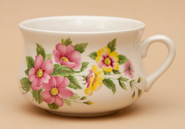 Portmeirion planter plant pot, Portmeirion Pink and Yellow Flower Planter Chamber Pot Style Small Plant Pot