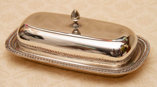 Cavalier silver plated butter dish, Silver Plated Butter Dish with Glass Liner Cavalier Silver Plate on Brass, England