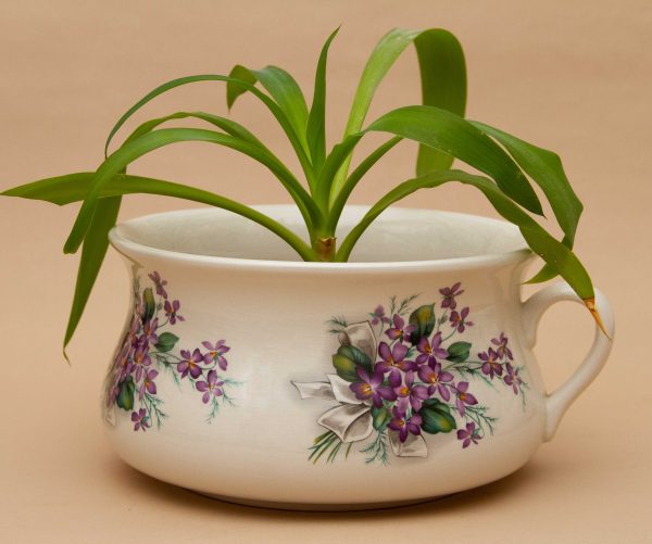 Portmeirion planter plant pot, Portmeirion Violets Design Large Planter Chamber Pot Style Plant Pot