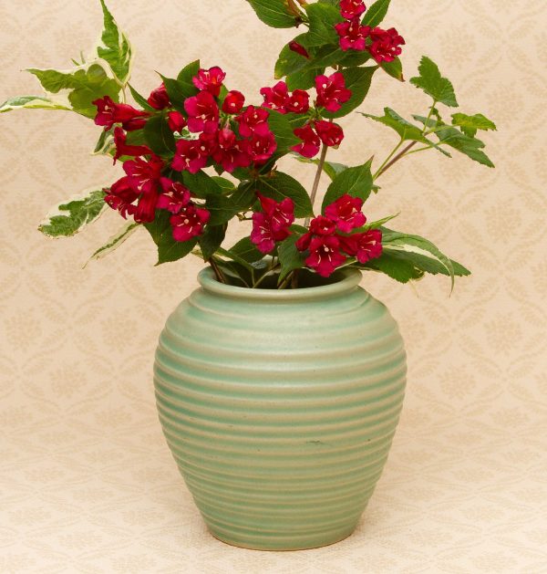 Lovatts green vase, Lovatts Vintage Green Ribbed Stoneware Vase 1950&#8217;s Pottery