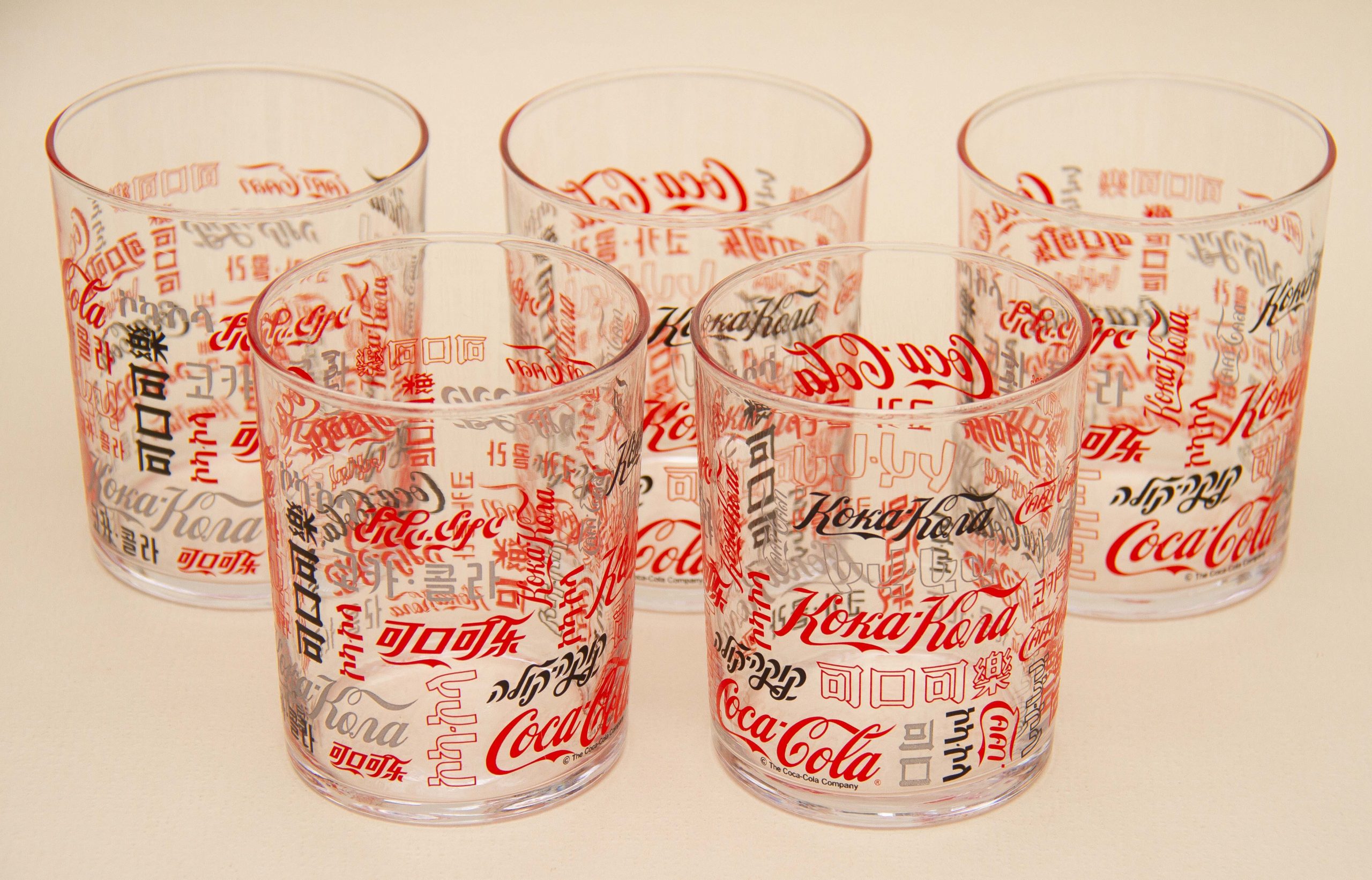 Vintage Coca-Cola Multi Color Glasses Tumblers Multi Logo 