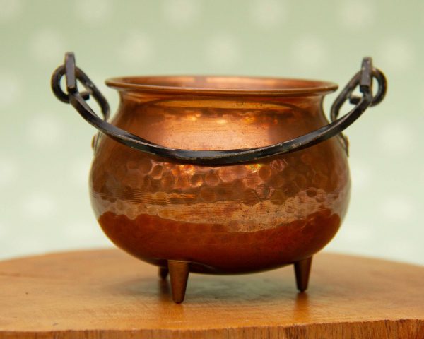 copper cauldron witch Wiccan, Small Vintage Copper Witches Cauldron Black Twisted Iron Handle, Wiccan, Altar