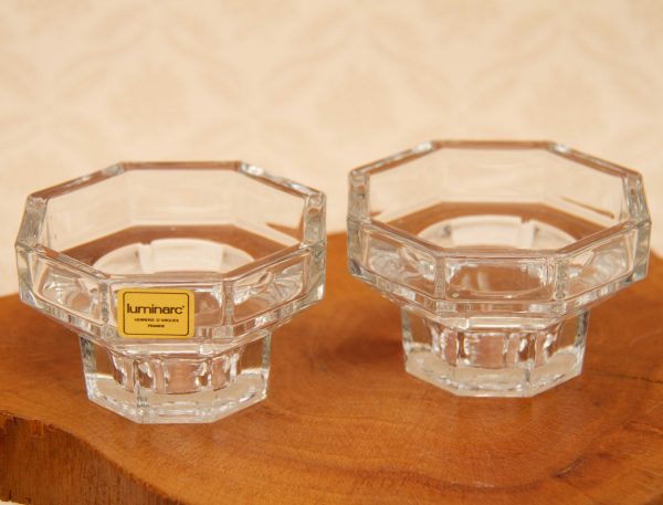 Luminarc Octime glass candle holders, Luminarc Octime Vintage Clear Glass Candle Holders, Candlesticks, For Dinner/Taper Candles