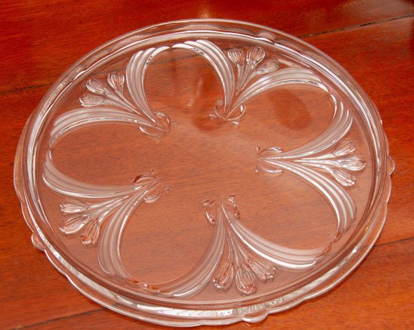 large glass cake plate, Large Art Deco Glass Raised Cake Plate/Stand